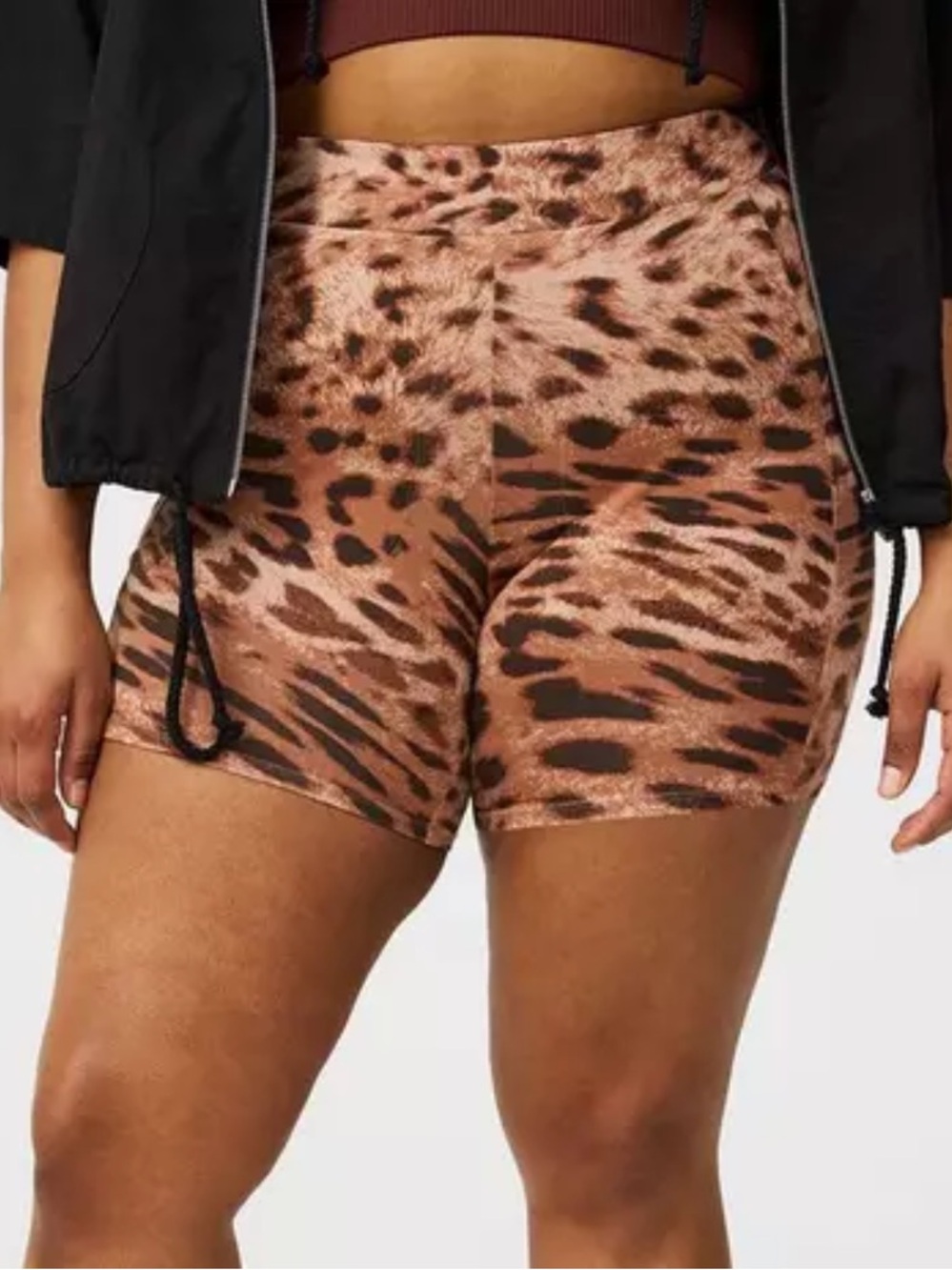 Torrid Animal Print High-Waist Biker Shorts - Brown Leopard Print Size 2